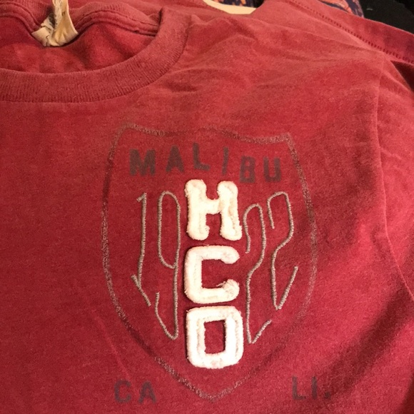 Hollister Malibu Tropical Graphic Brushed Cotton Muted Red Short Sleeve T-Shirt - Picture 6 of 11